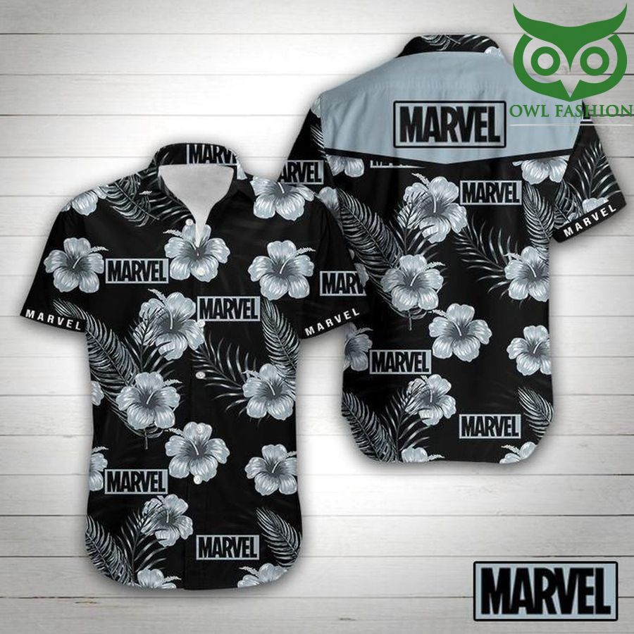 Marvel Floral logo summer short sleeve Hawaiian Shirt 