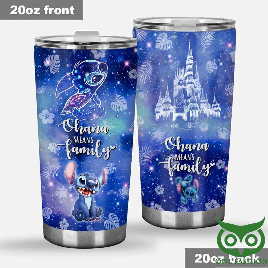Stitch Blue with Castle and Sparkling Sky Stainless Steel Tumbler