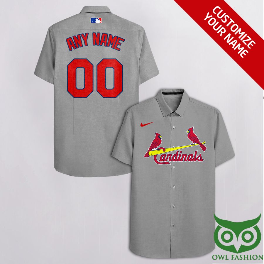 Custom Name Number St Louis Cardinals Gray Hawaiian Shirt