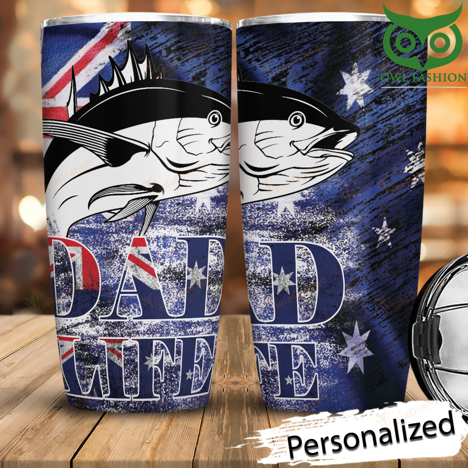62 Personalized name Aus Fishing stainless steel tumbler cup special