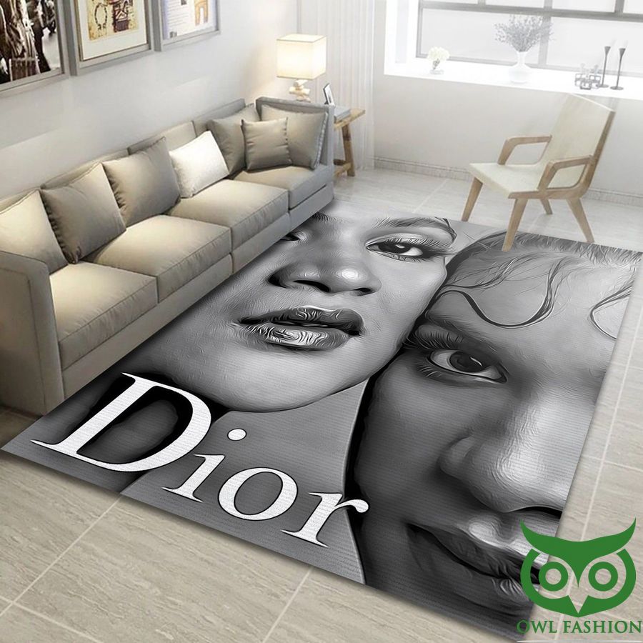 46 Dior Luxury Brand Fashion Girl Black and White Style Carpet Rug