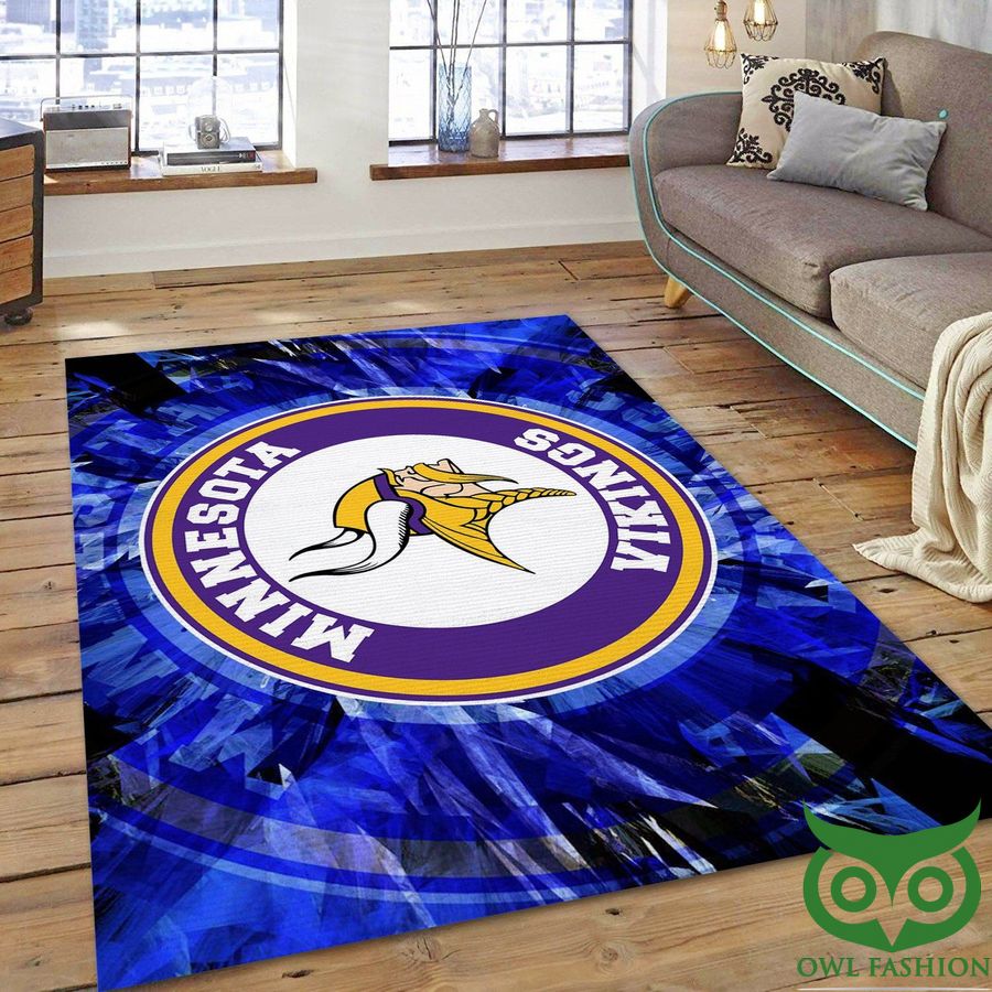Minnesota Vikings NFL Team Logo Blink Blue Crystal Carpet Rug