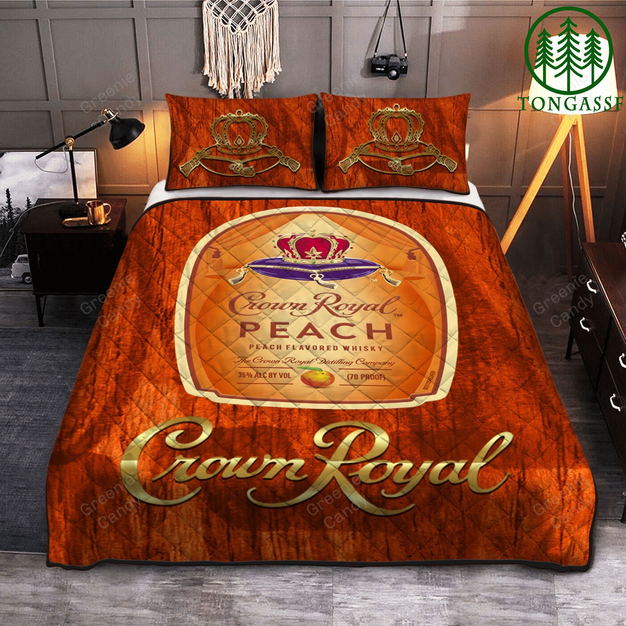 Crown Royal Whiskey Peach Quilt unique Bedding Set