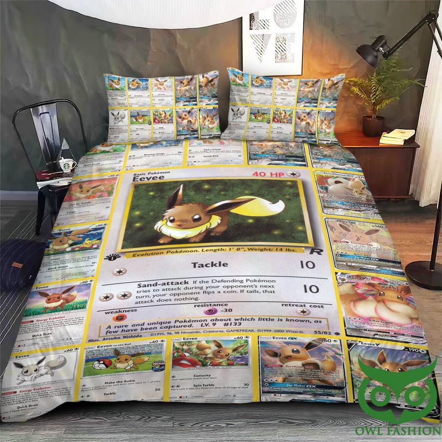 36 Anime Pokemon Eevee Cards Custom Bedding Set