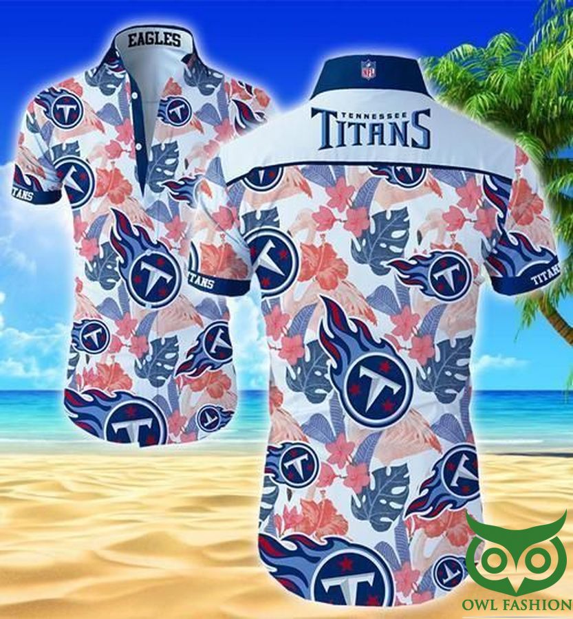 10 Tennessee Titans Floral Blue and Pink Hawaiian Shirt