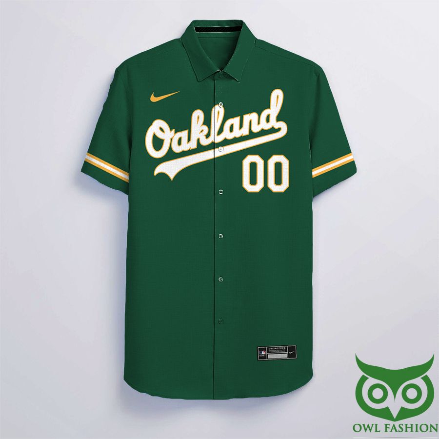 Customized Oakland Athletics Green with Yellow Nike Logo Hawaiian Shirt -  Owl Fashion Shop