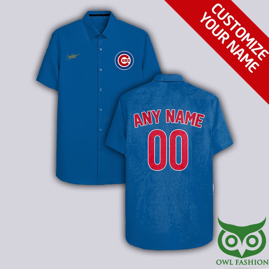 6 Customized Chicago Cubs Blue with Yellow Nike Brand Name Hawaiian Shirt