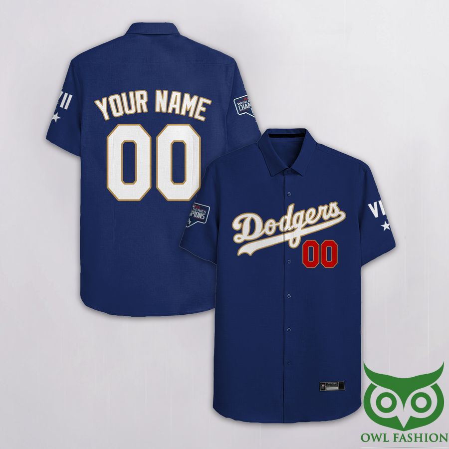 114 Custom Name Number Los Angeles Dodgers Dark Blue Hawaiian Shirt