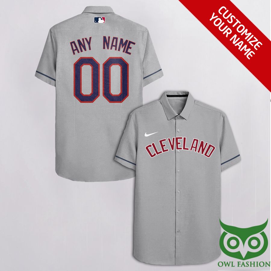 16 Customized Cleveland Indians Gray with White Nike Red Name Hawaiian Shirt