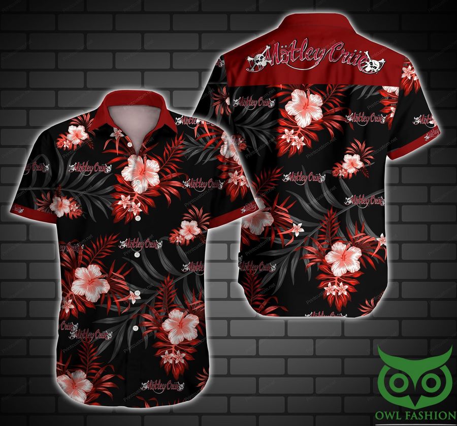 Motley Crue Black and Red with Logo Hawaiian Shirt