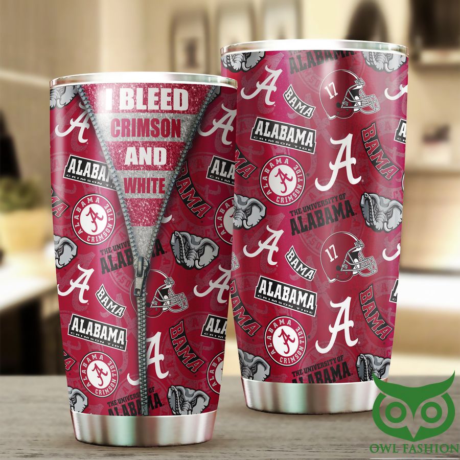 Alabama Crimson Tide Steel Water Bottle with leather Football wrap 26 oz  NEW