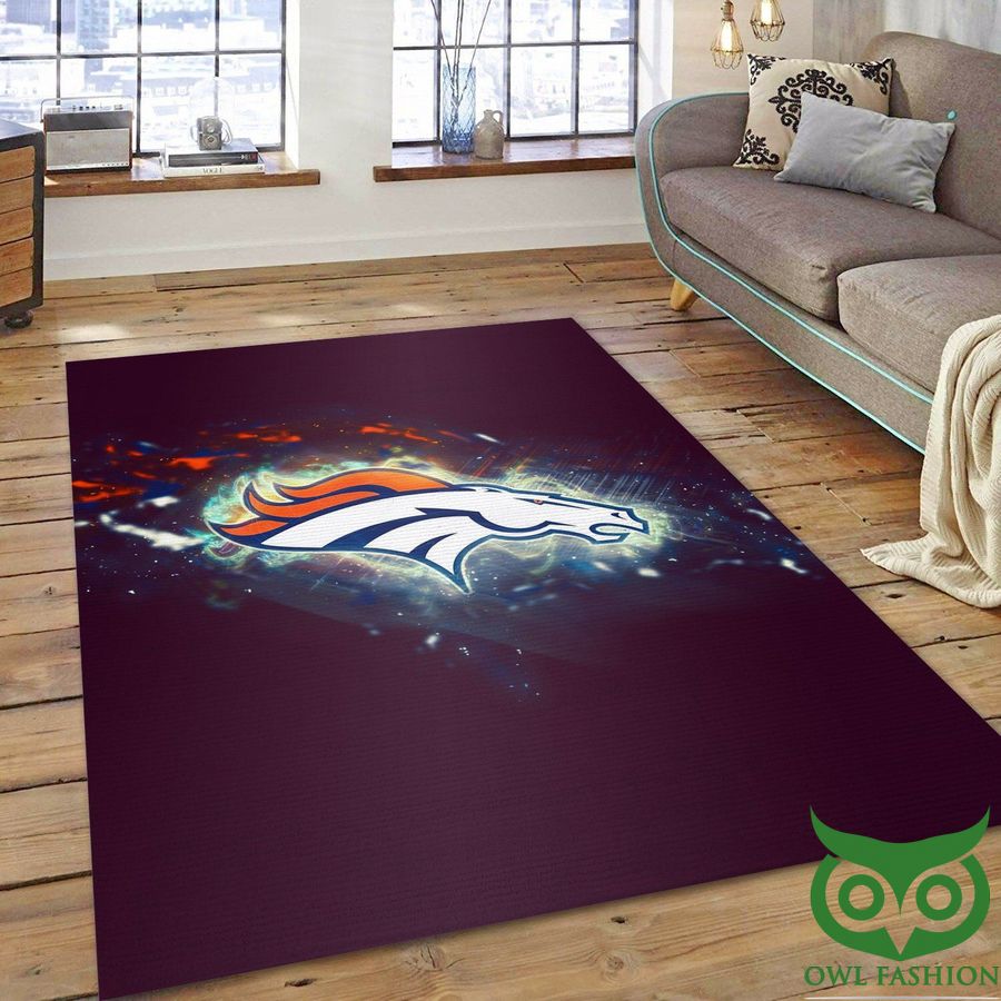 Denver Broncos NFL Team Logo Gradient Black Carpet Rug