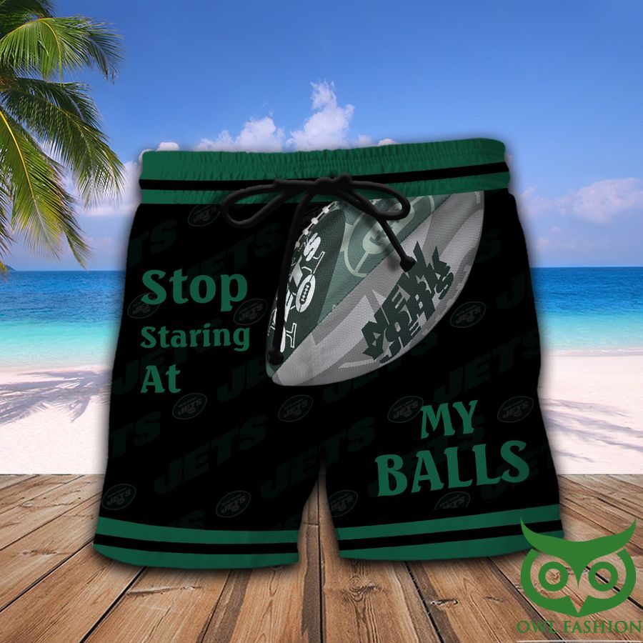 26 NFL New York Jets Stop Staring At My Balls Black and Dark Green Men Short