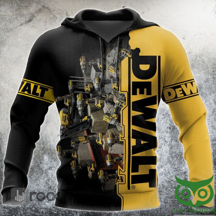 18 DeWALT Half Black Half Yellow with Metal Drill 3D Hoodie