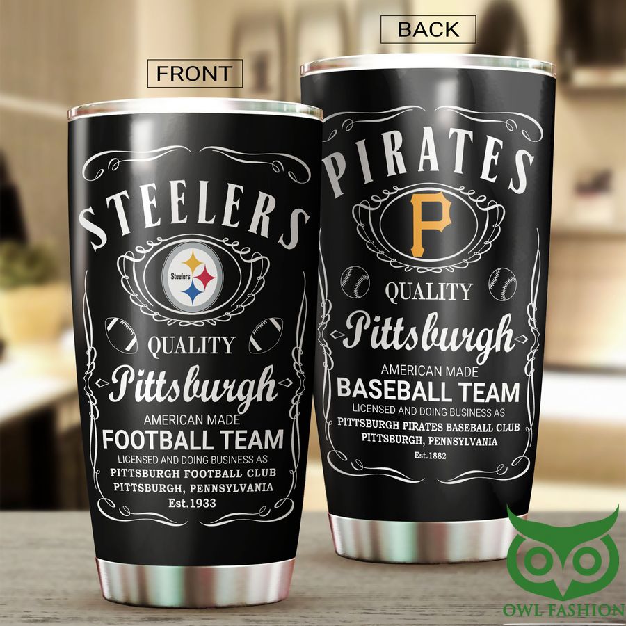 55 Pittsburgh Steelers Pirates Logo Black and White Tumbler Cup