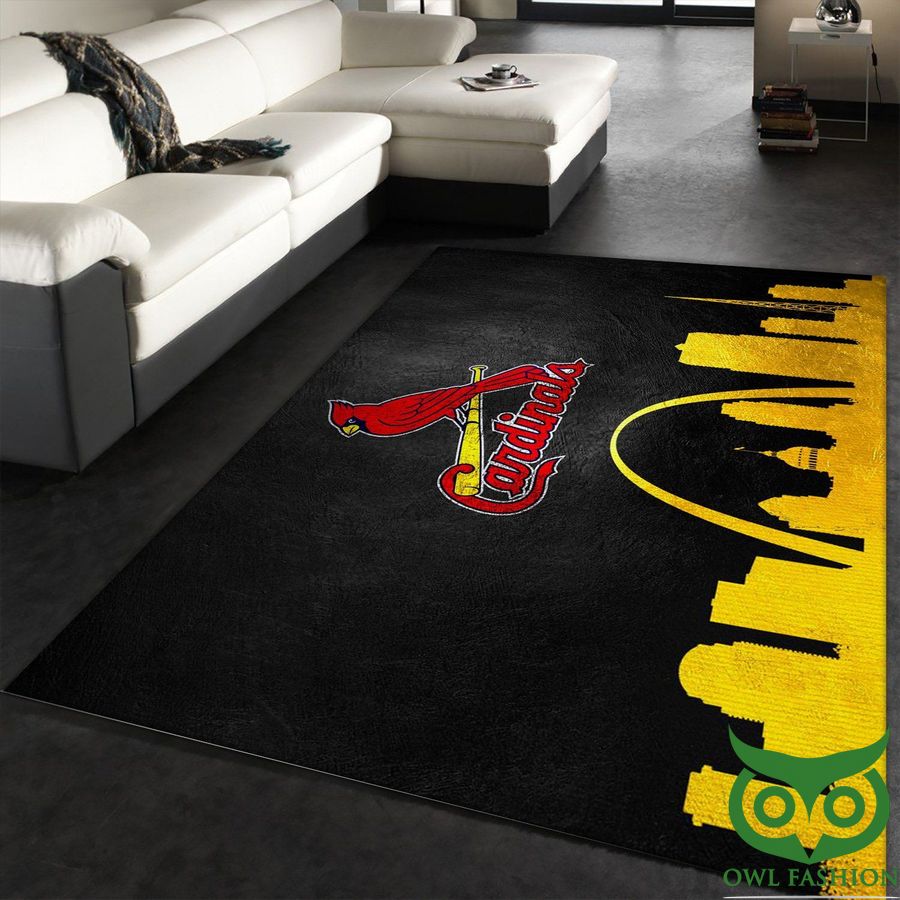 64 Saint Louis Cardinals MLB Team Logo Bright Yellow and Black Carpet Rug