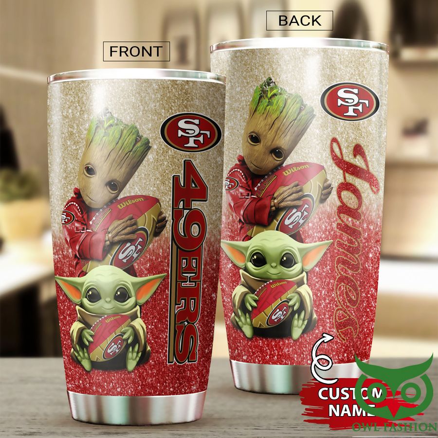 83 Custom Name Groot San Francisco 49ers Light Yellow and Red Tumbler Cup