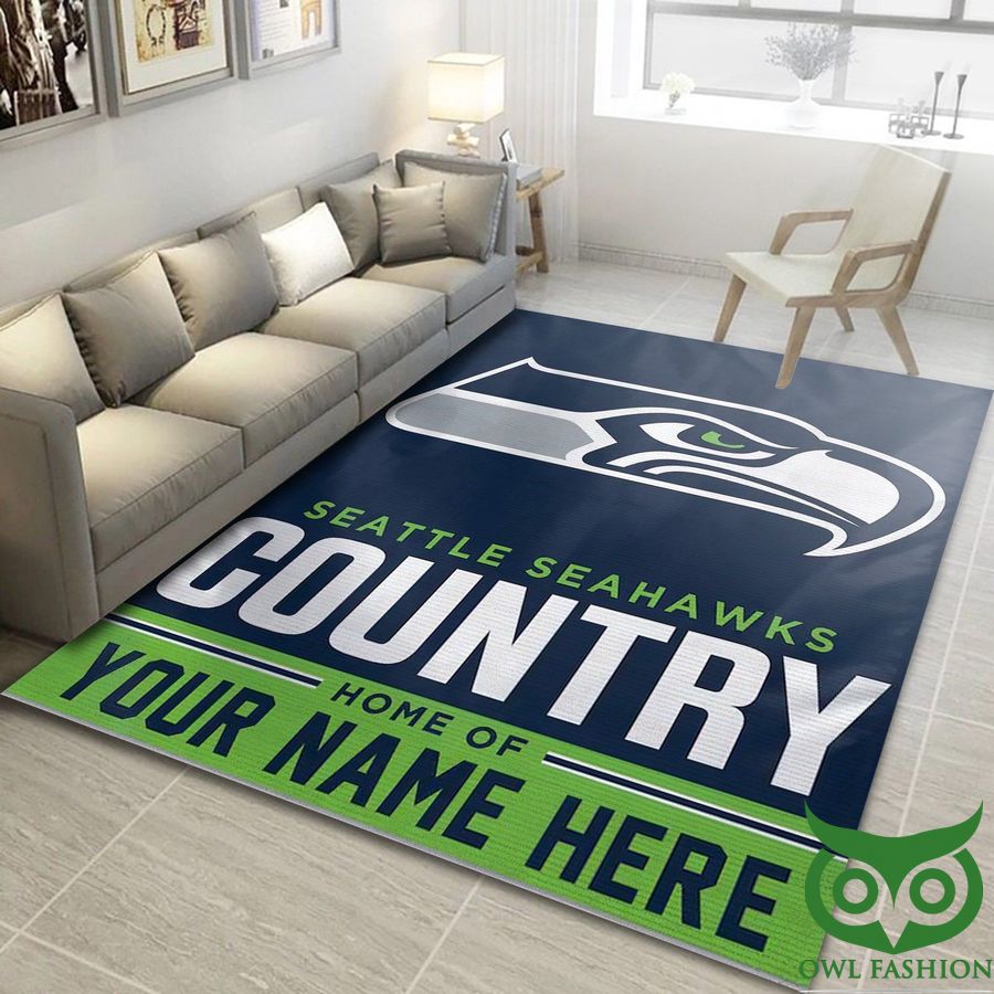 67 Customized Seattle Seahawks NFL Team Logo Green Dark Blue Carpet Rug