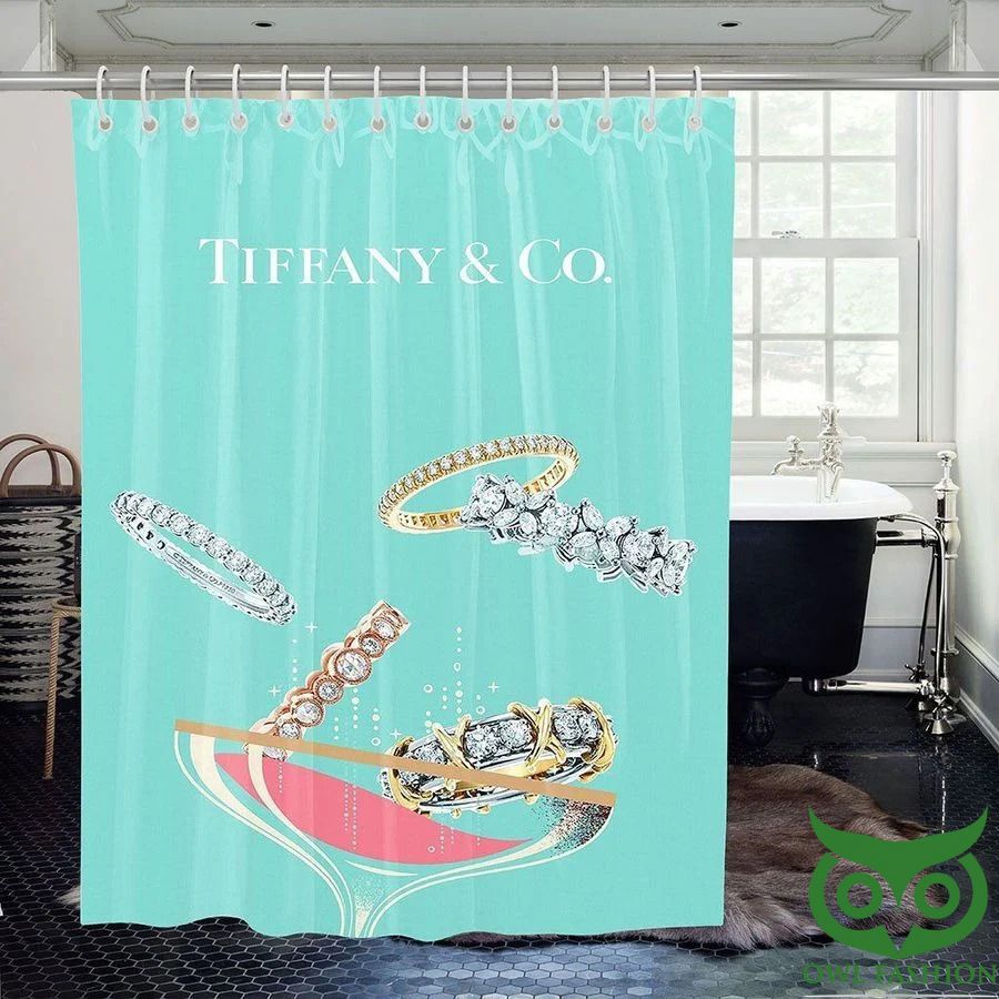Tiffany & Co Luxury Jewelry Pattern Turquoise Shower Curtain