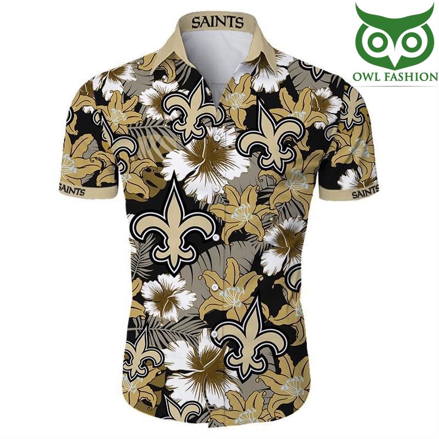 4 New Orleans Saints team Hawaiian Shirt Tropical Flower