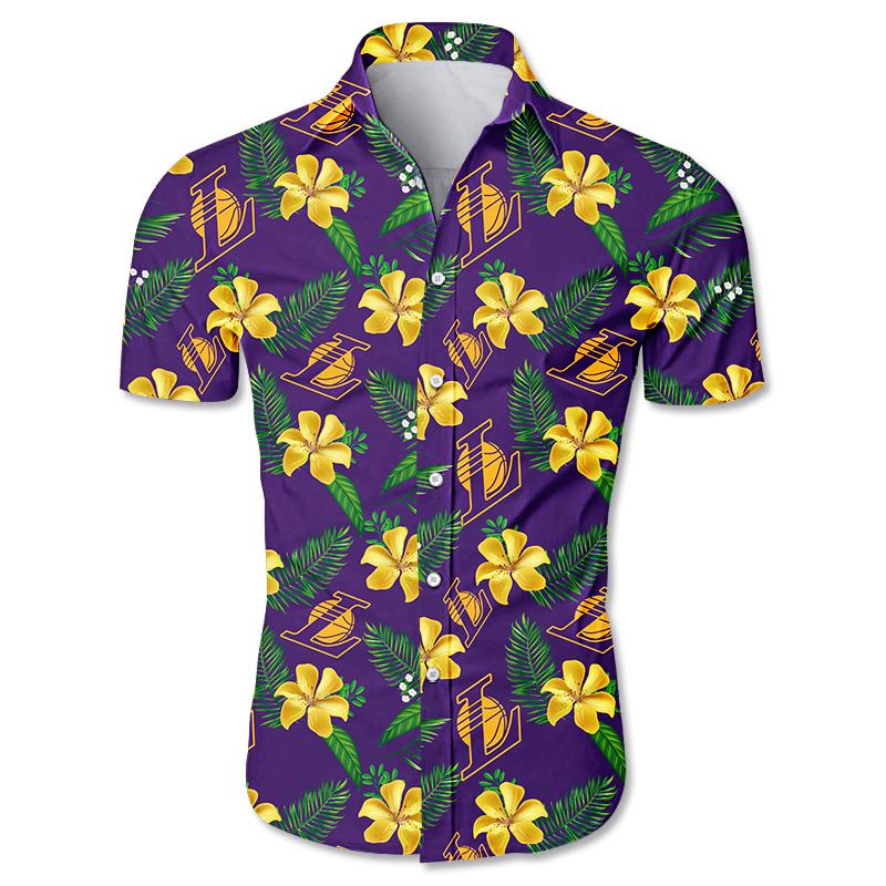 NBA Los Angeles Lakers Floral Hawaiian Shirt Small Flowers