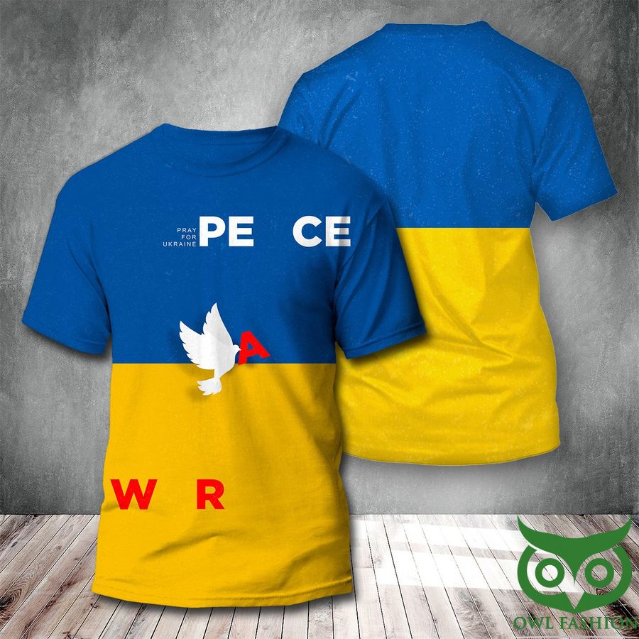 3 Stand With Ukraine Pray For Ukraine Peace War Blue and Yellow 3D T shirt