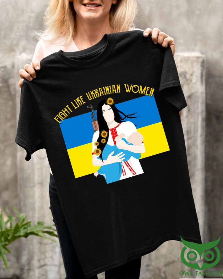9 Fight Like Ukrainian Women Support Ukraine Black 2D T Shirt