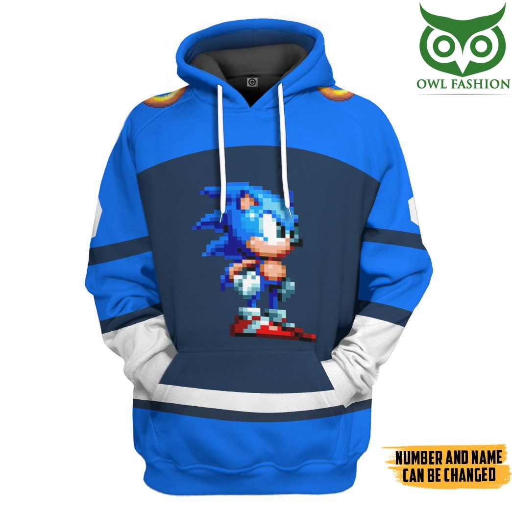 46 Sonic the Hedgehog Sonic Sport Custom Name Custom Number 3D Hoodie Tshirt Apparel