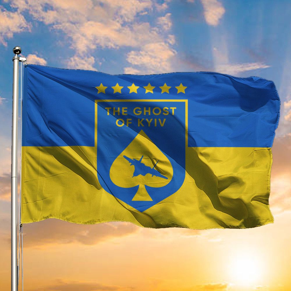 340 The Ghost Of Kyiv Flag Stand With Ukraine Flag Support Ukraine Flag