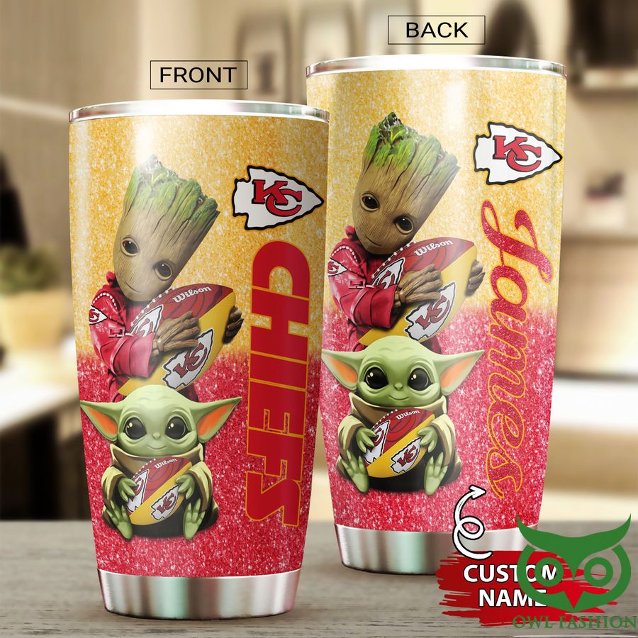 92 Custom Name Groot Kansas City Chiefs Red and Bright Yellow Tumbler Cup