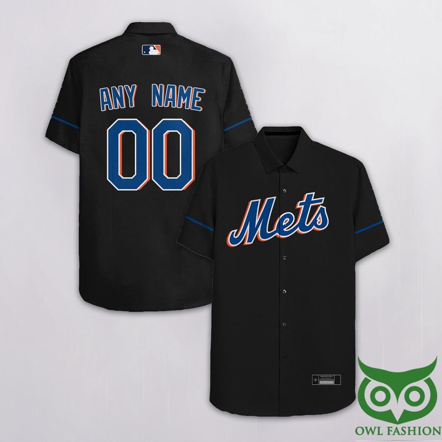 120 Custom Name Number New York Mets Black Blue Hawaiian Shirt