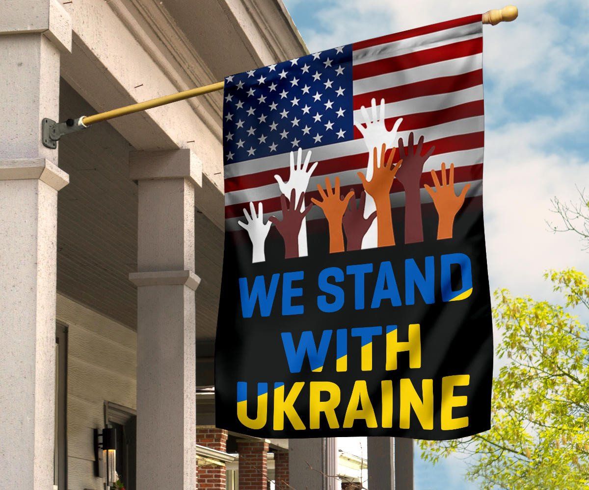 250 We Stand With Ukraine American Flag Support For Ukraine Fuck Putin Merch For American