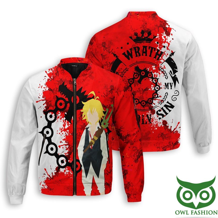 75 Sin of Wrath The Seven Deadly Sins Printed Bomber Jacket