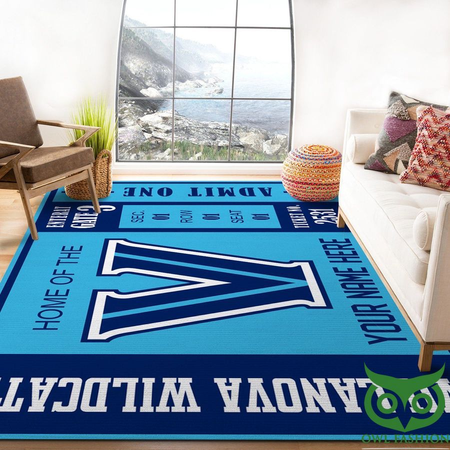 42 Customized NCAA Villanova Wildcats Team Logo Dark and Light Blue Carpet Rug