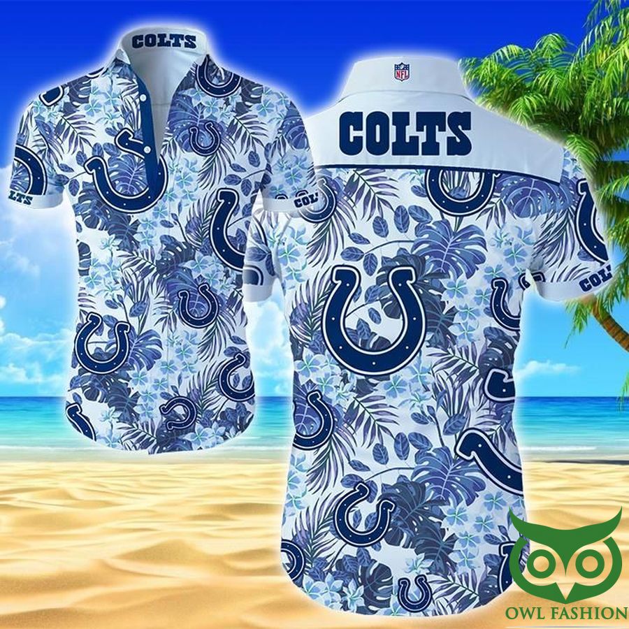 16 NFL Indianapolis Colts Dark Blue and Indigo Blue Hawaiian Shirt