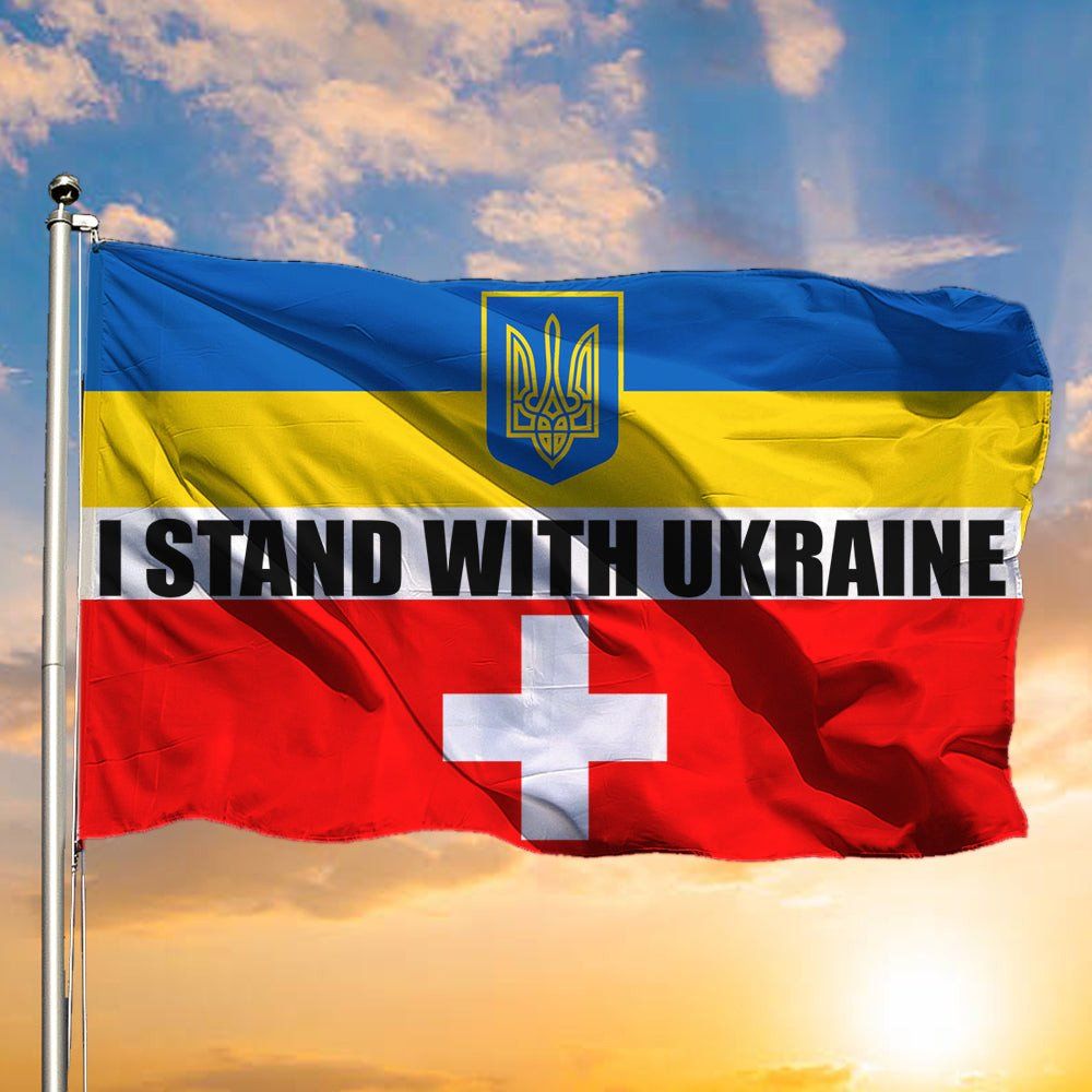 72 Switzerland I Stand With Ukraine Flag Support Stand With Ukraine Flag Merchandise