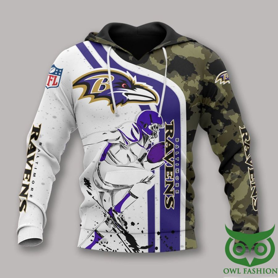 54 NFL Baltimore Ravens player camo 3D AOP Hoodie Sweatshirt Tshirt