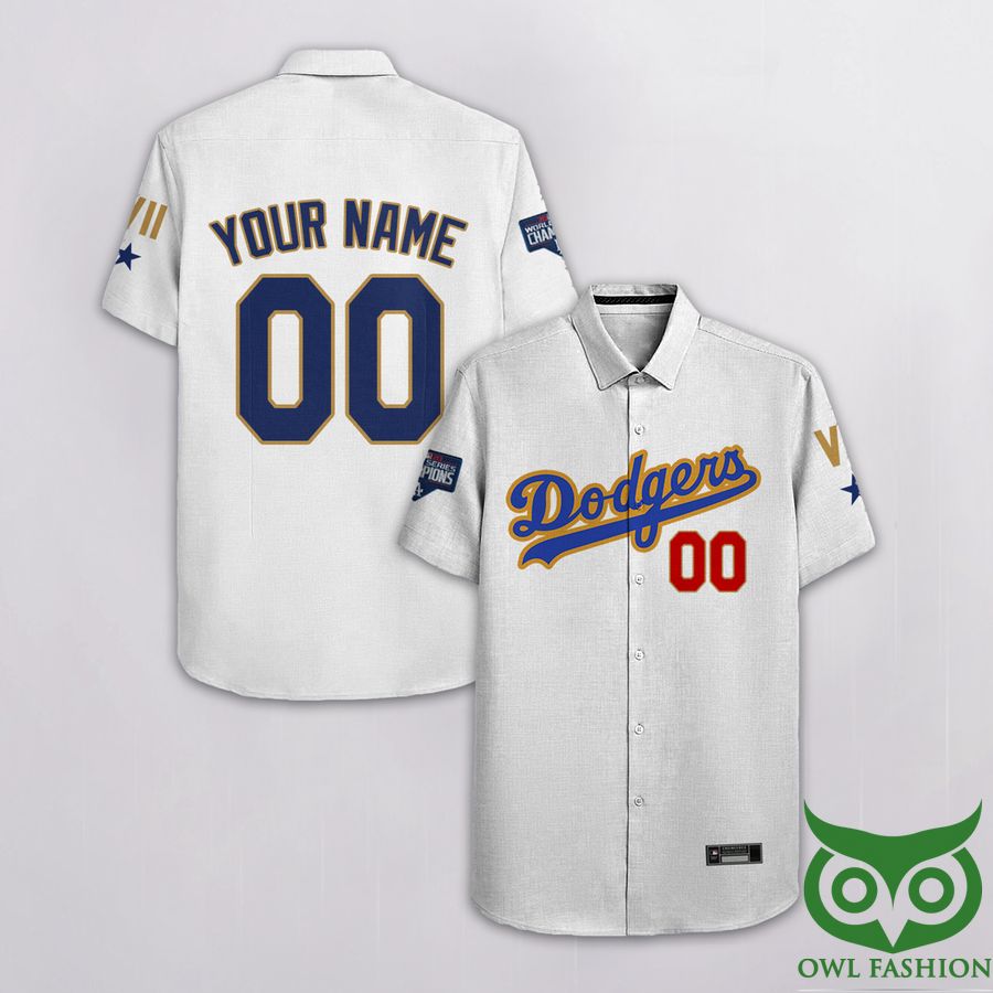 116 Custom Name Number Los Angeles Dodgers White Hawaiian Shirt
