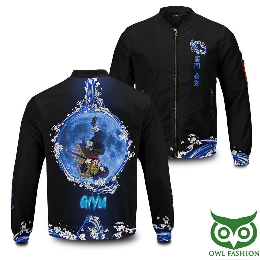 288 Giyu Moonfall Demon Slayer Printed Bomber Jacket