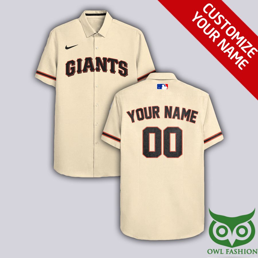 86 Custom Name Number San Francisco Giants Beige Hawaiian Shirt