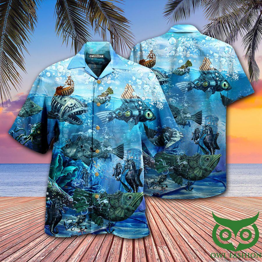 76 Ocean Undersea Steampunk Fish Edition Hawaiian Shirt