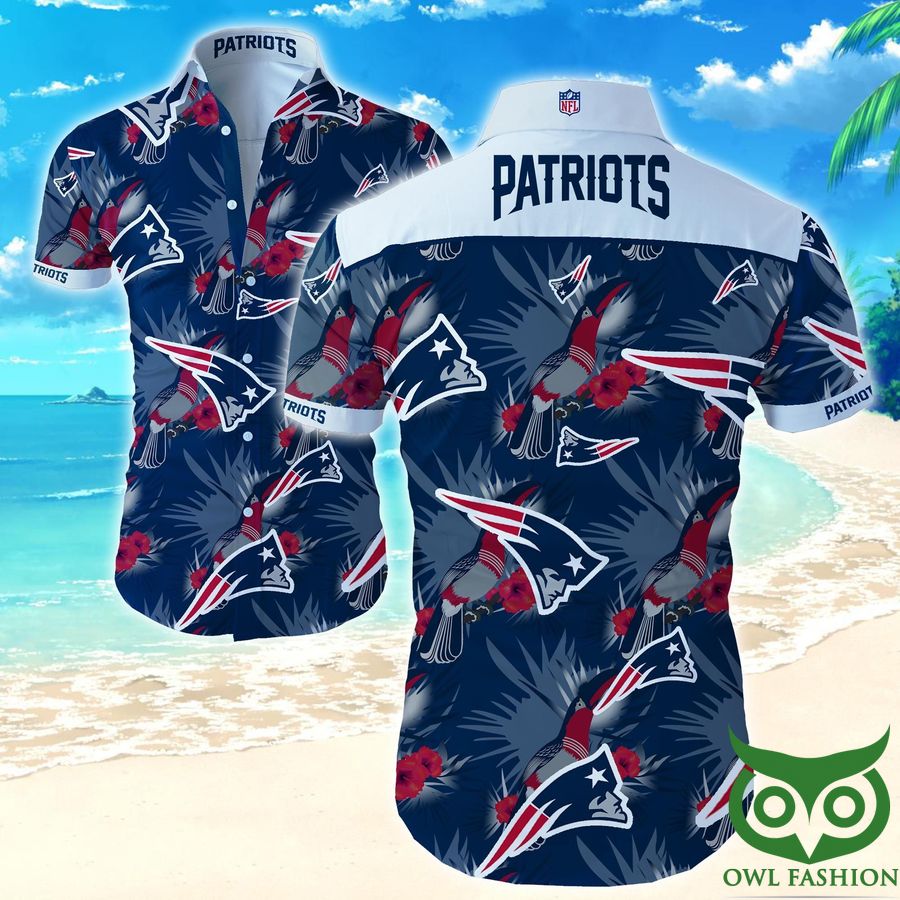 3 NFL New England Patriots Dark Blue and Red Hawaiian Shirt