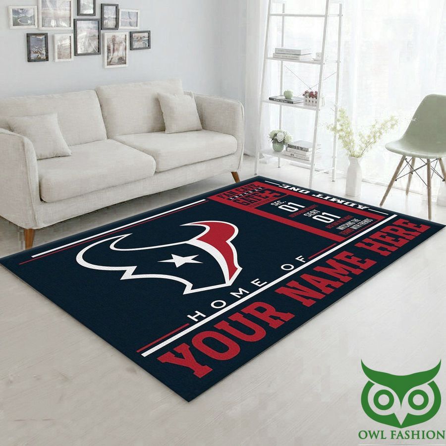 Personalized NFL Team Logo Houston Texans Wincraft Red and Black Carpet Rug