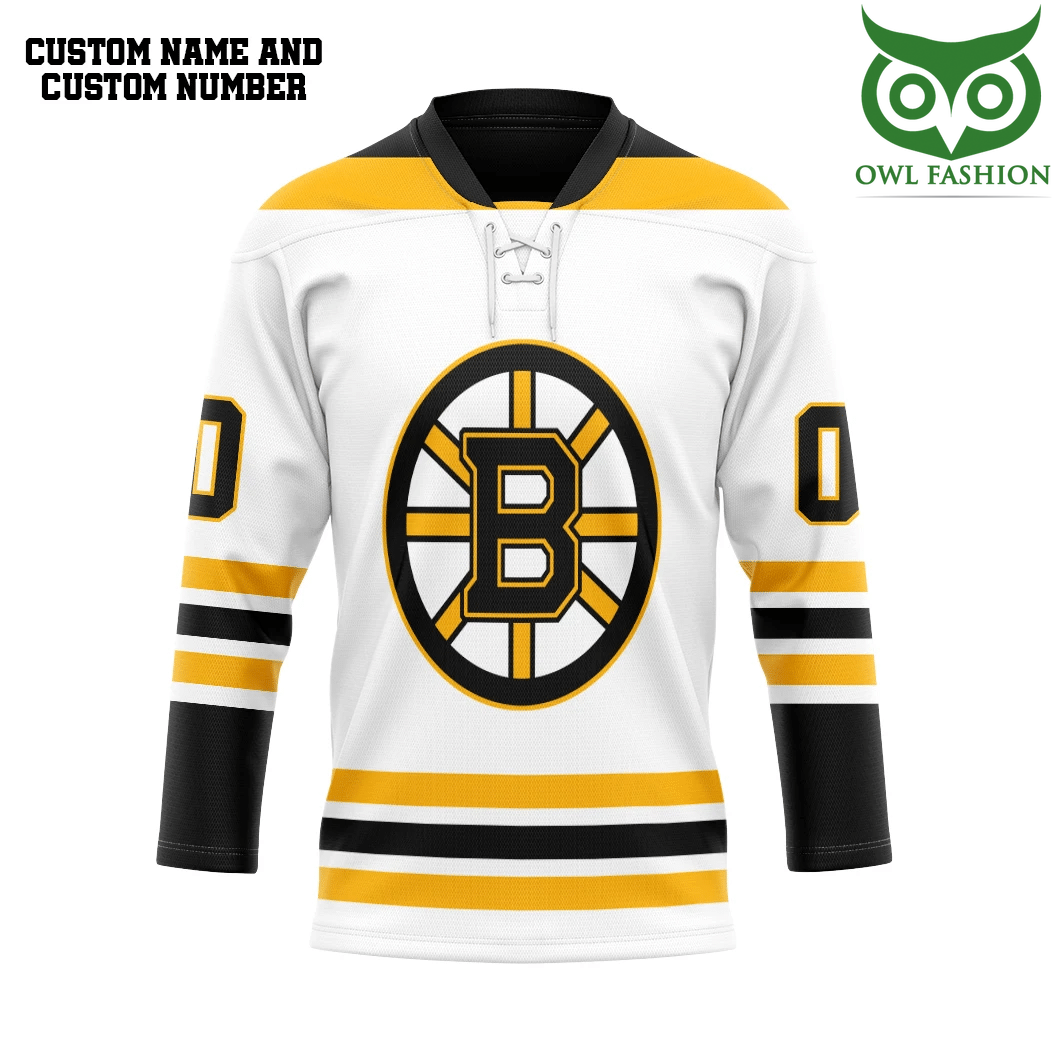 20 White Boston Bruins NHL Custom Name Number Hockey Jersey