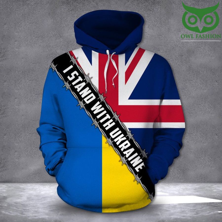 11 I Stand With Ukraine American UK Flag Hoodie 2022 Support For Ukrainian American Rally