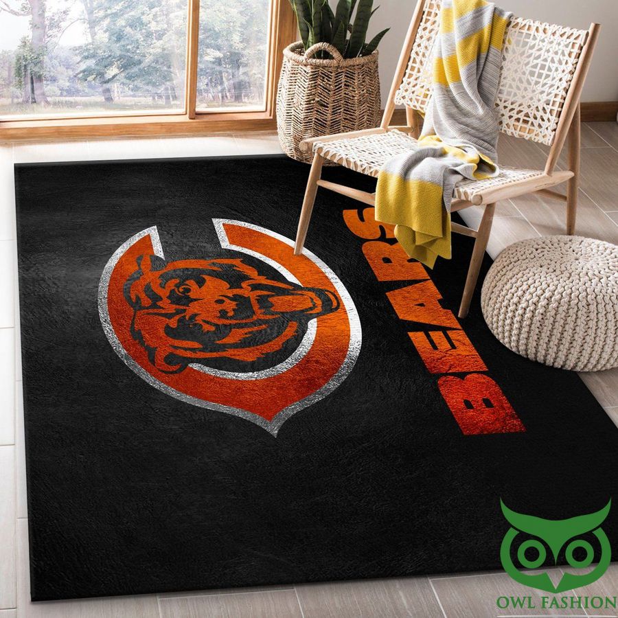 6 Chicago Bears Team Logo NFL Black and Orange Carpet Rug