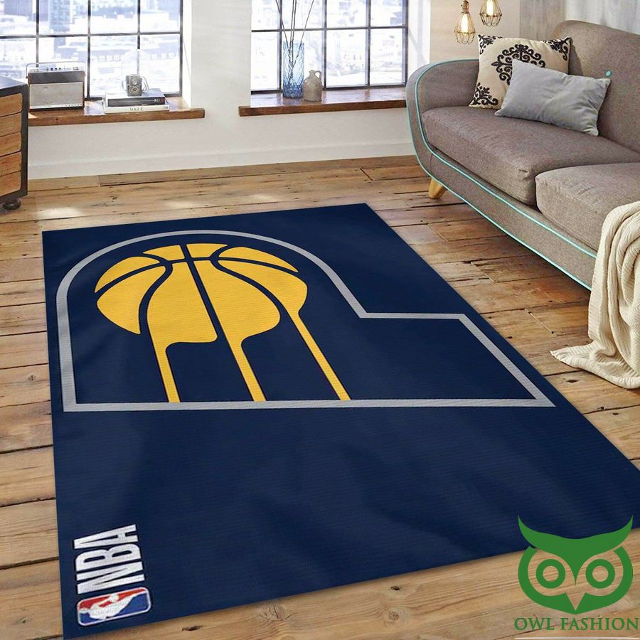 38 Indiana Pacers NBA Team Logo Dark Blue and Light Orange Carpet Rug