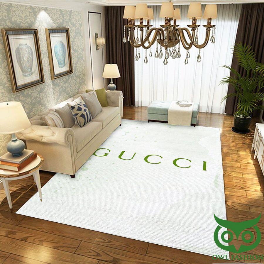 81 Gucci Luxury Brand Green and White Carpet Rug
