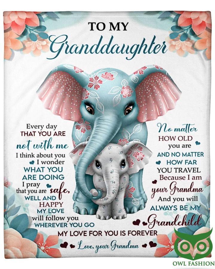 6 Special Gift for granddaughter Cute Elenphant Fleece Blanket