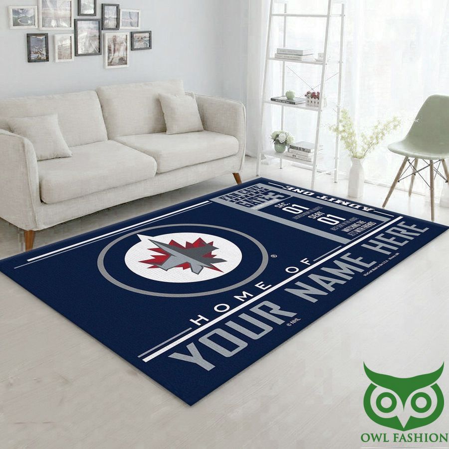 6 Customized NHL Winnipeg Jets Team Logo Wincraft Sapphire Color Carpet Rug